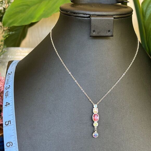 Rainbow Drop Swarovski Crystal Necklace - Picture 9 of 9